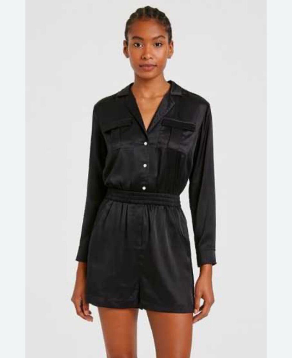 Amanda Uprichard Silk Dress Size Medium M Black Felix Long Sleeve Mini